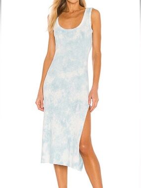 LOVESHACKFANCY Citra Midi Dress in Soft Aqua Hand Dye